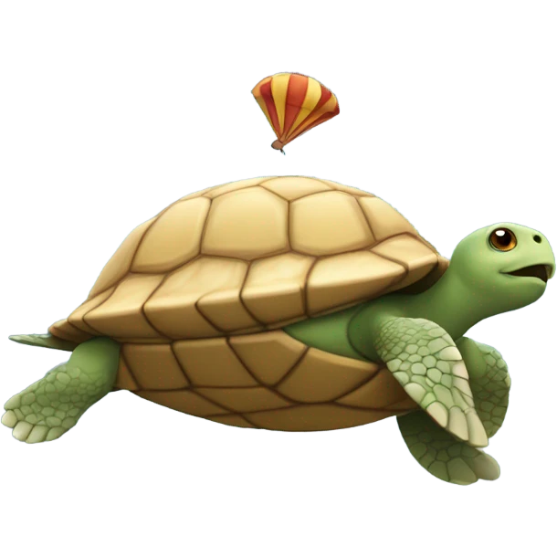 Turtle using its shell as a parachute.  emoji