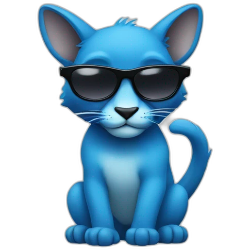 A blue  rakoon wearing sunglasses  emoji