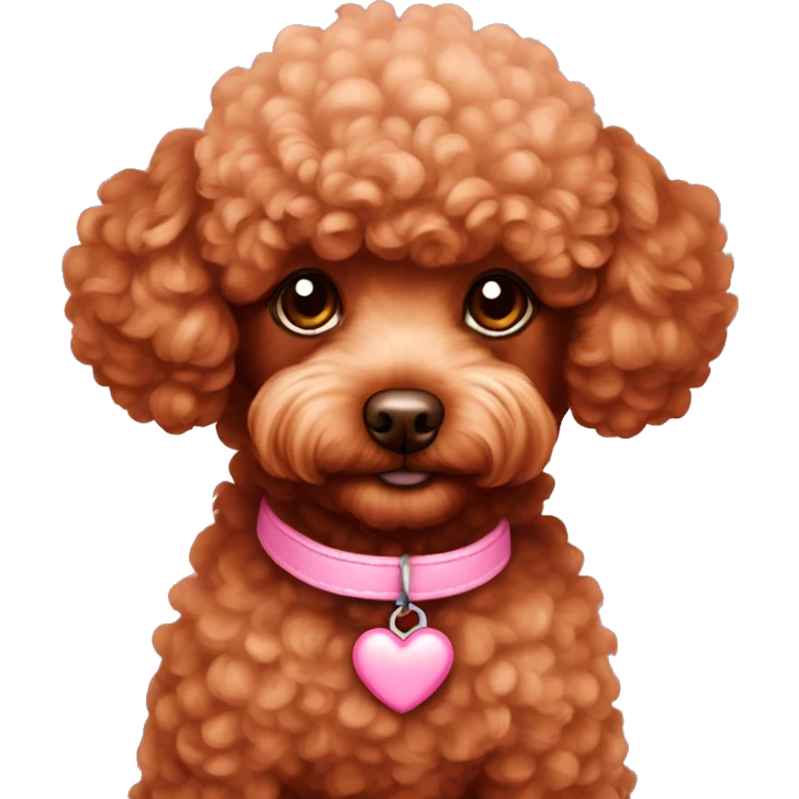 red brown toy poodle pink love emoji