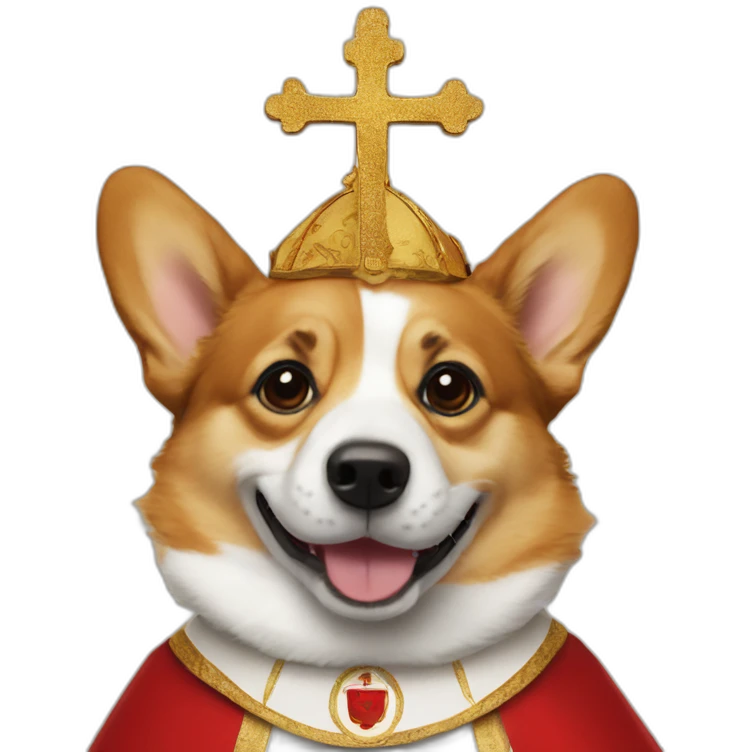 Corgi dressed as the pope emoji