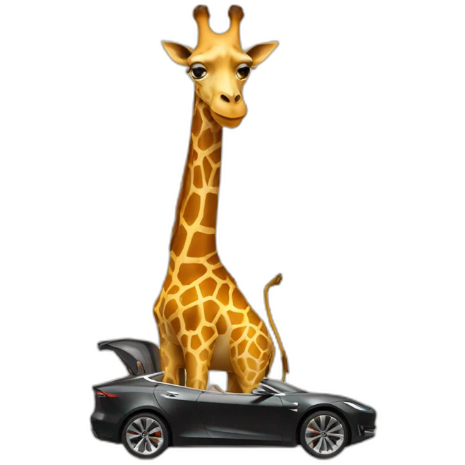 giraffe riding tesla emoji