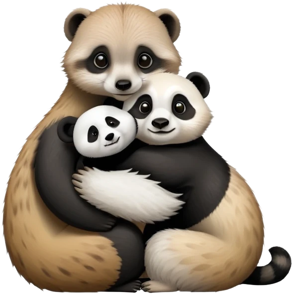 Meerkat hug a panda emoji