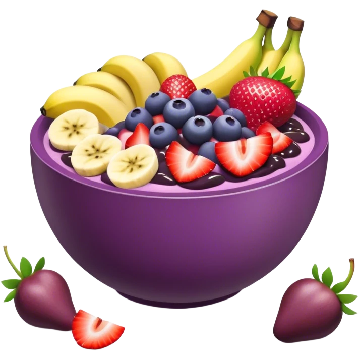 Açaí bowl with bananas and strawberries  emoji