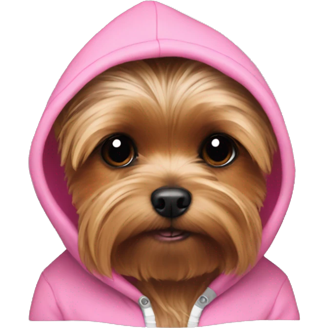 Yorkie wearing pink hoodie emoji