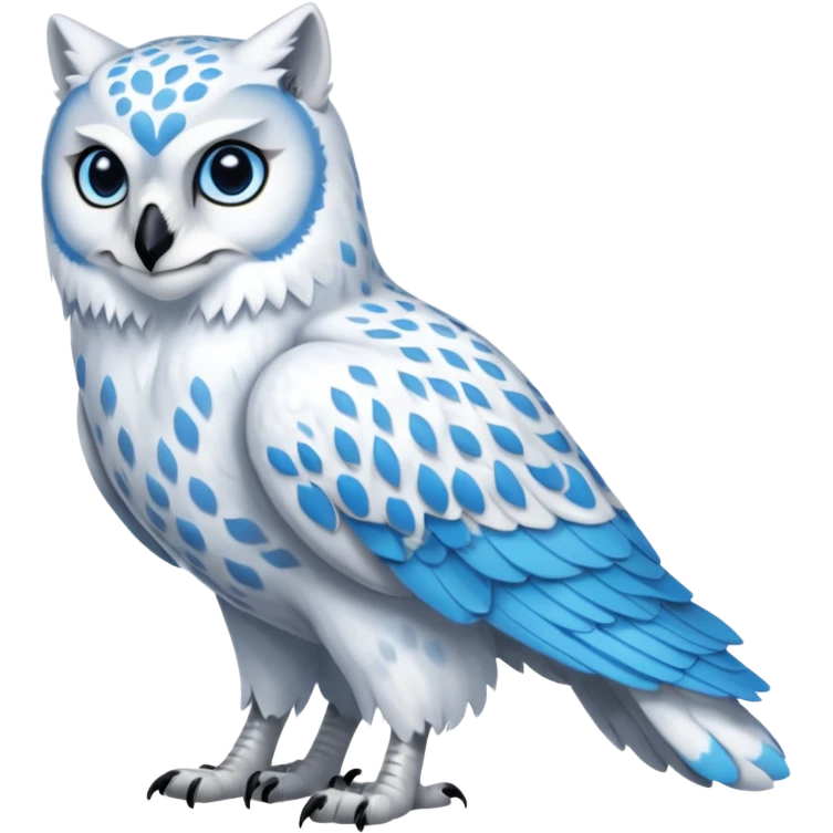 Long-beaked Gryphon-Snow-Leopard-Arctic-Fox-Arctic-Wolf-Snowy-Owl-fusion-hybrid-animal-creature, full body emoji