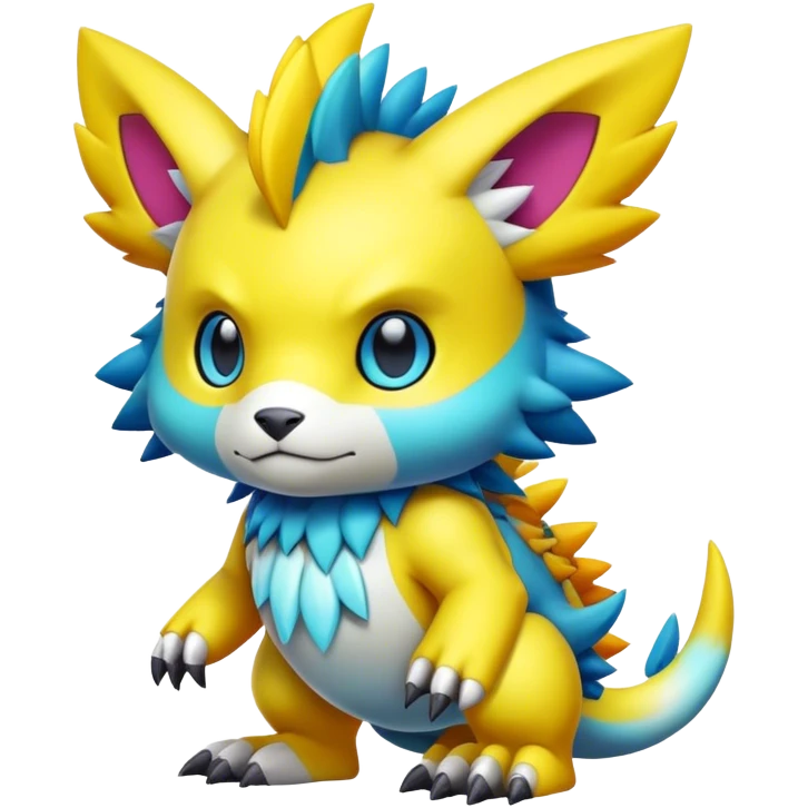 Cute cool colorful Digimon-animal-hybrid full body emoji