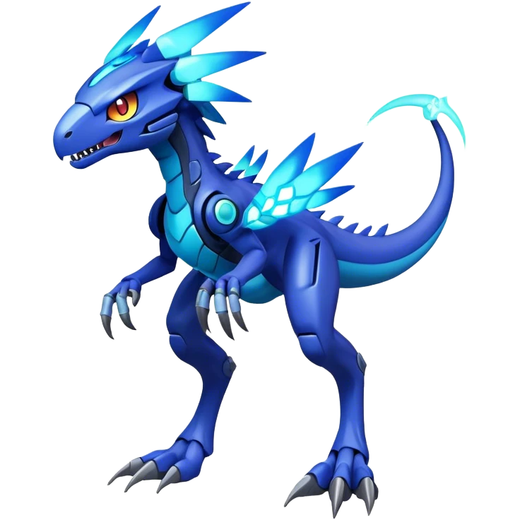 Shiny Futuristic Celestial Fakemon-Pokemon-Digimon-Spectrobes-Raptor-fusion, full body, four legs emoji