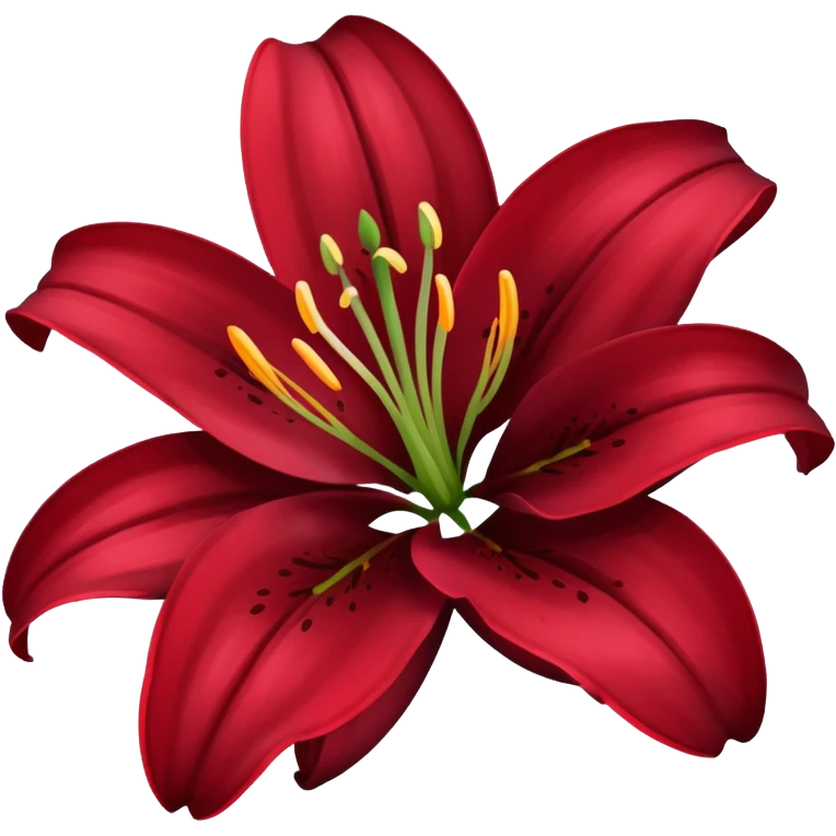 A lily flower in a dark cherry red colour emoji