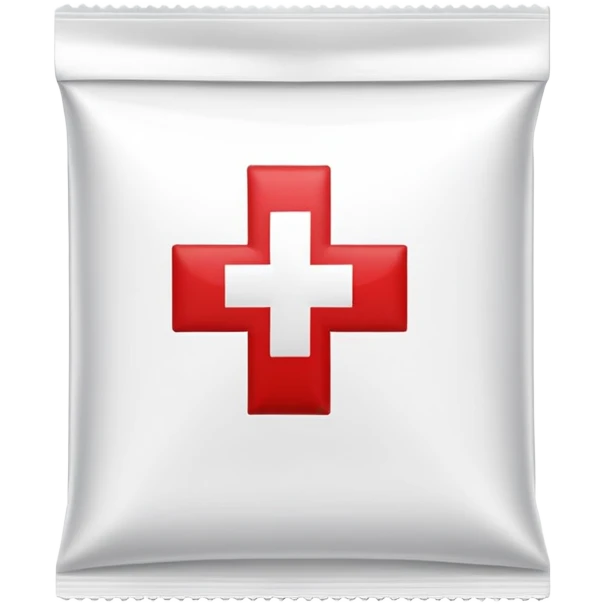 Discreet medical packet for intimate health clinic with small red cross and heart symbol, sealed packet emoji