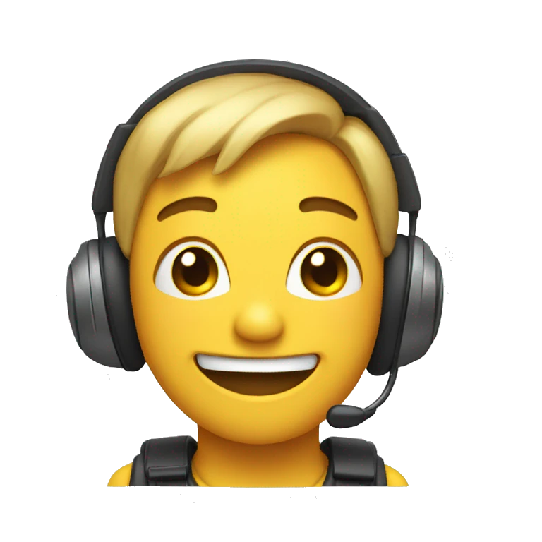 smiling emoji with headset emoji