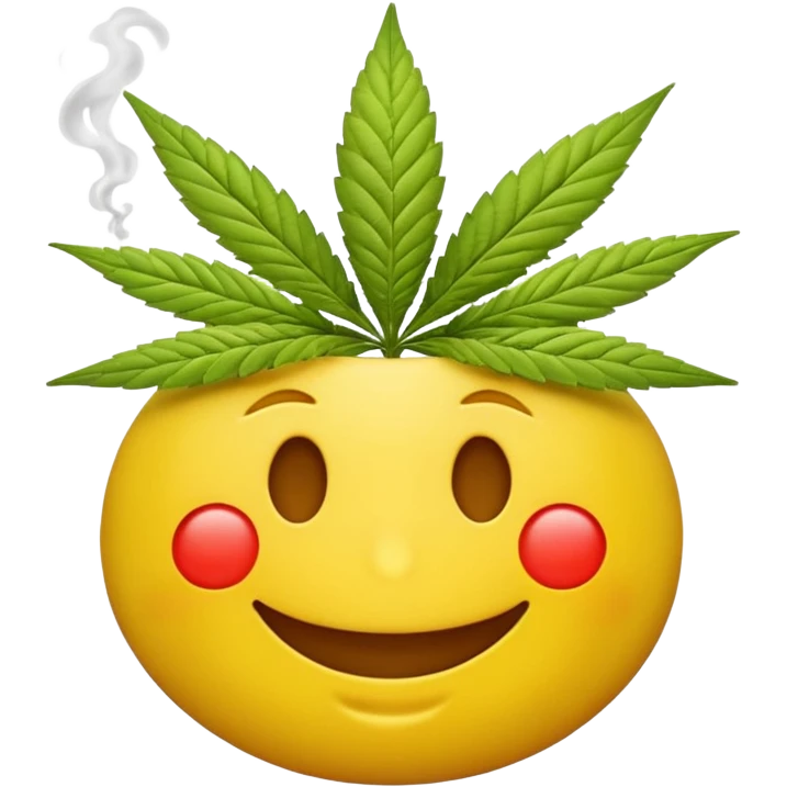 Smiley Emoji with blunt marijuana emoji
