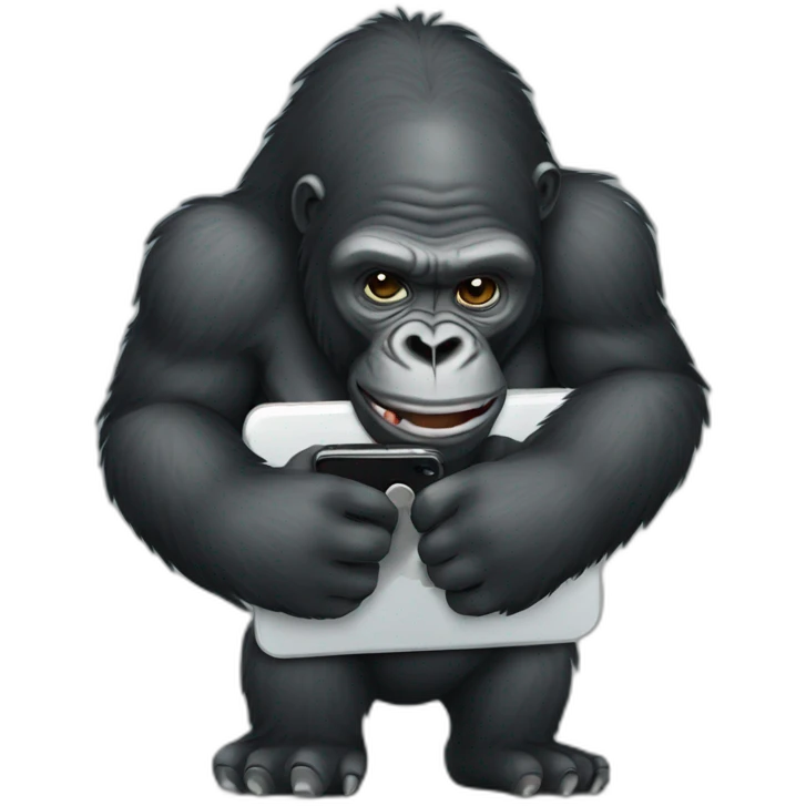 Gorilla holding an iPhone emoji