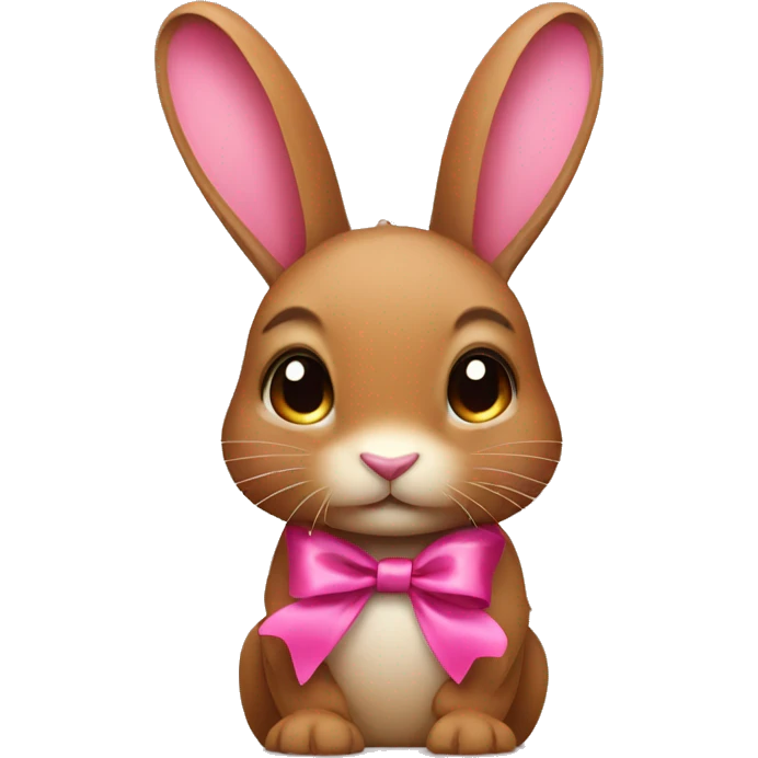 a brown rabbit with a pink ribbon on its head emoji