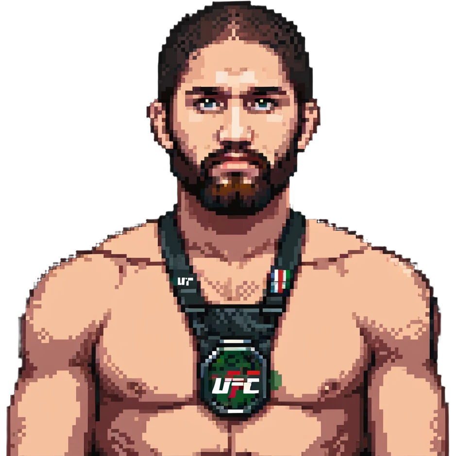 Islam Makhachev MMA fighter with beard and serious expression, UFC champion emoji