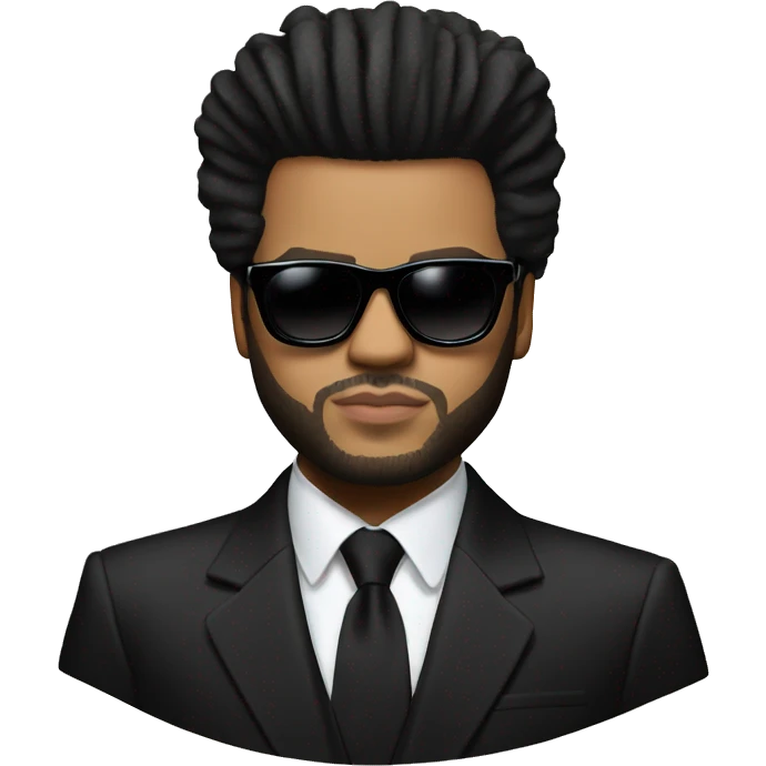 the weeknd in black sunglasses wearing black man suit emoji