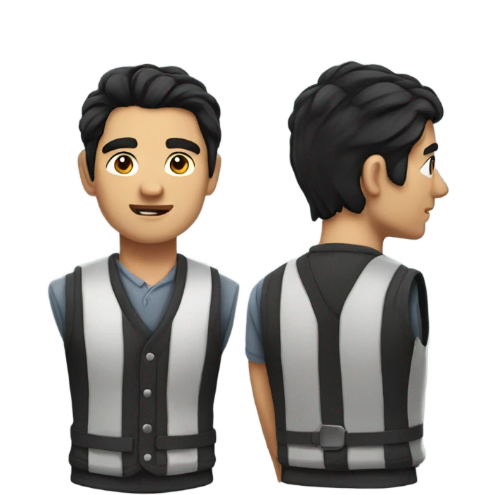 handsome man with vest, black hair emoji