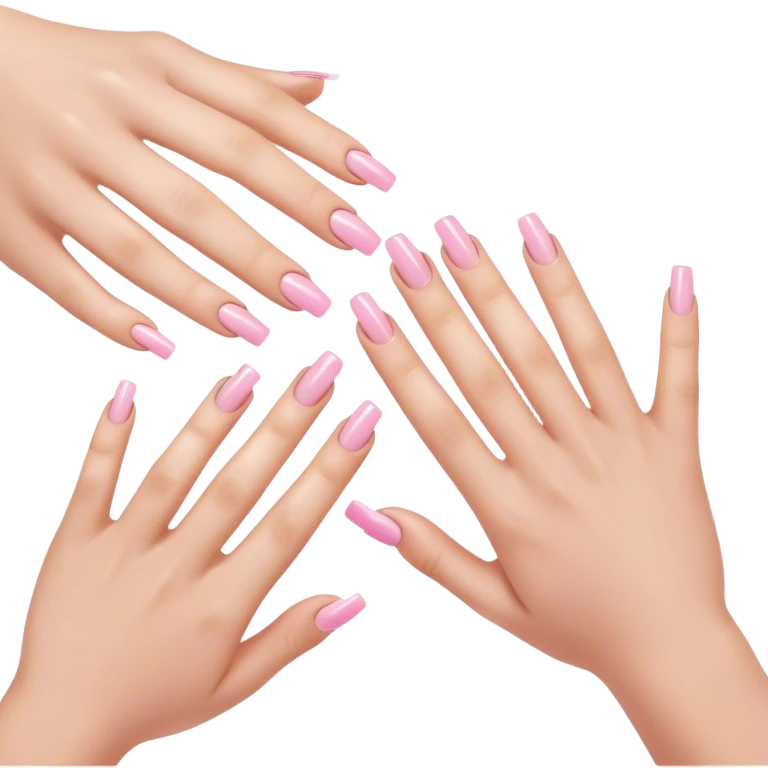 acrylic nails being painted in light pink emoji