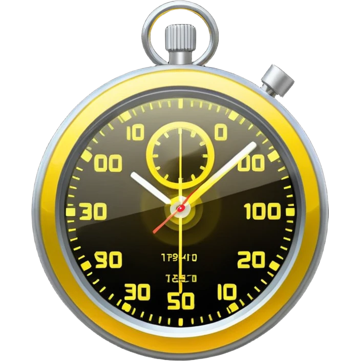 A futuristic holographic stopwatch glowing yellow emoji