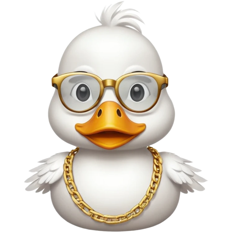 Duck with glasses an a chain on emoji