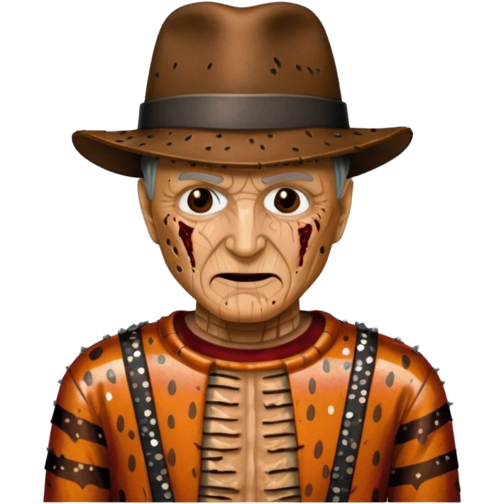 Freddy Krueger with tan burned skin, sequin outfit emoji