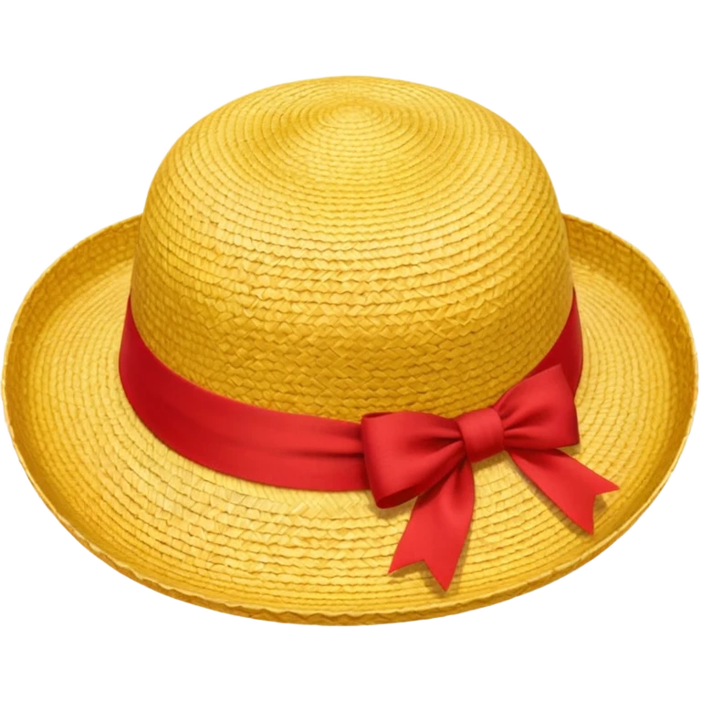 Luffy's iconic straw hat from One Piece, yellow straw hat with red ribbon band emoji