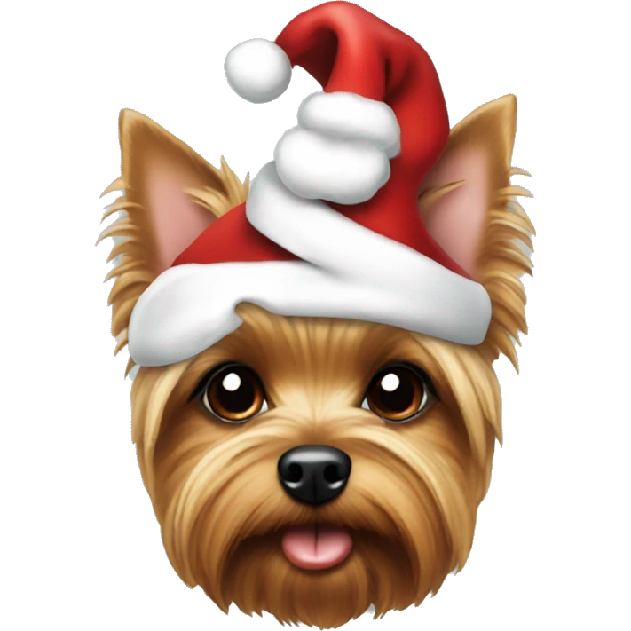 yorkie wearing santa hat emoji