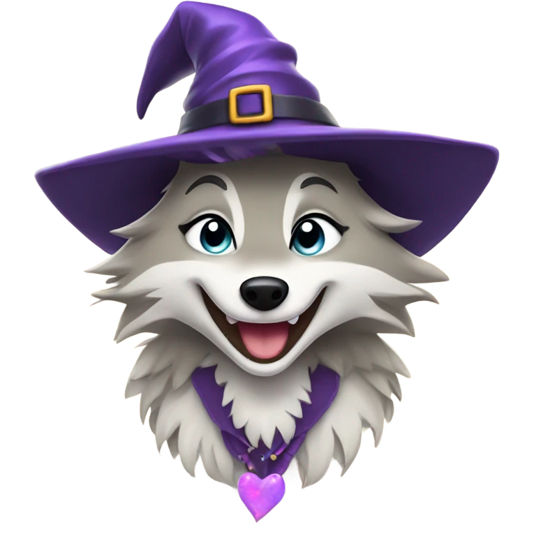 girly wolf dressed as a witch laughing emoji