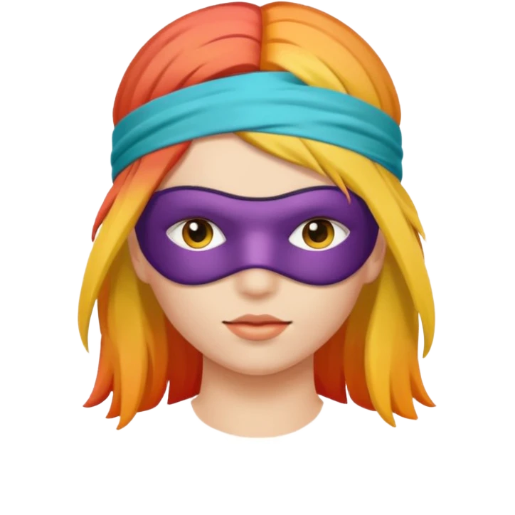 Blindfold person with different colors of hair. No trusting games with people blindfolded behind steering wheel emoji
