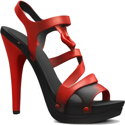 red high heel sandals; black toenails emoji