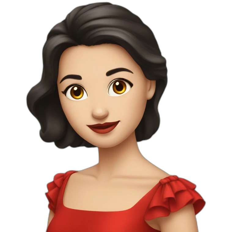 Fair-skin-elegant-girl-in-red-dress-dark-hair emoji