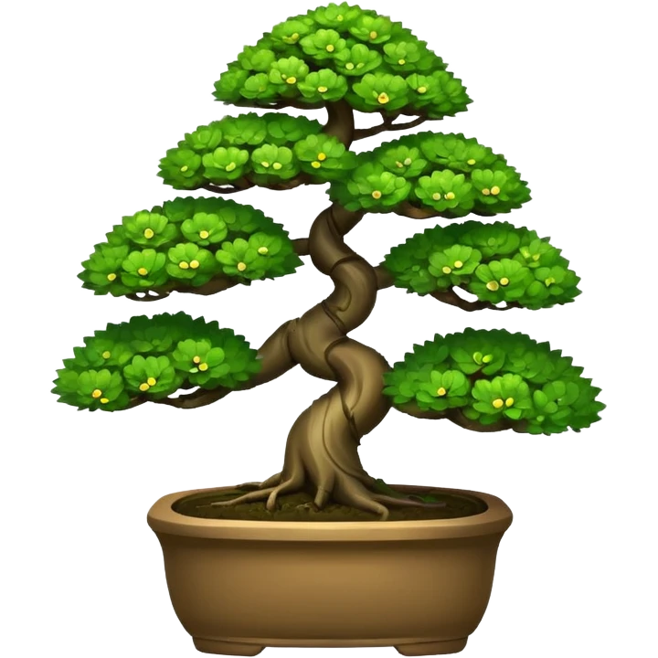 bonsai tree with a happy face emoji style emoji