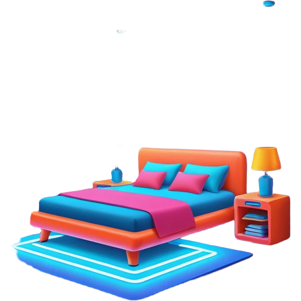 room decorated with neon lights emoji