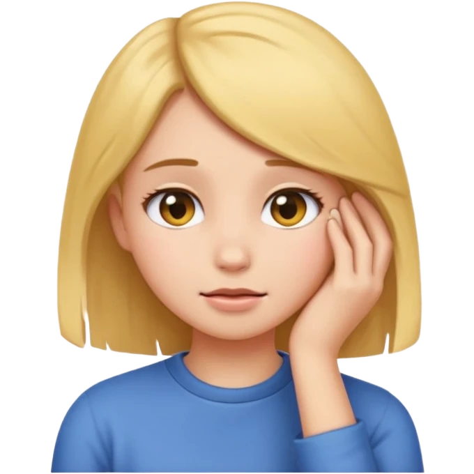 shy girl tucking her hair behind her ear, emoji style emoji