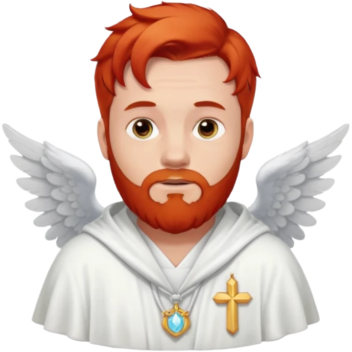 red hair, white bearded man angel emoji