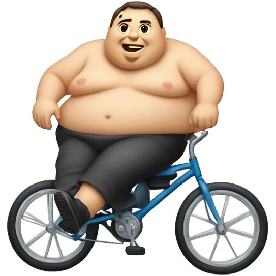 fat man riding small bike emoji