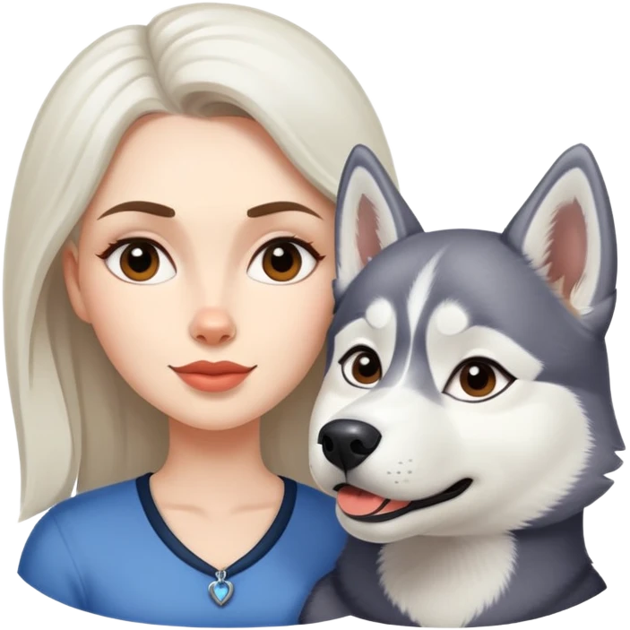 Un perro husky con una humana blanca  emoji