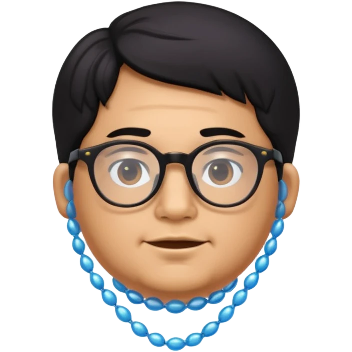 make a guy from portugal that has glasses and has a good jawline and a little cheeky cheeks and black hair that spreads like sauce and make him glossy and shiny emoji