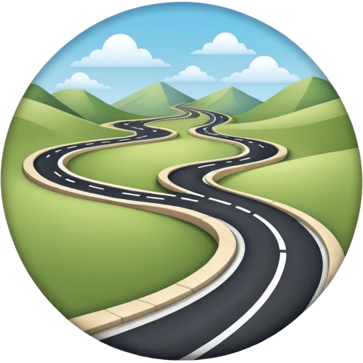 Clean roadmap icon emoji with curved path and milestones, modern corporate style emoji