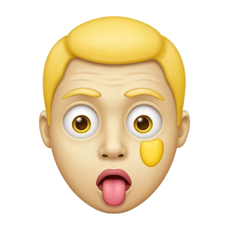 yellow face, confused eyes, tongue out emoji