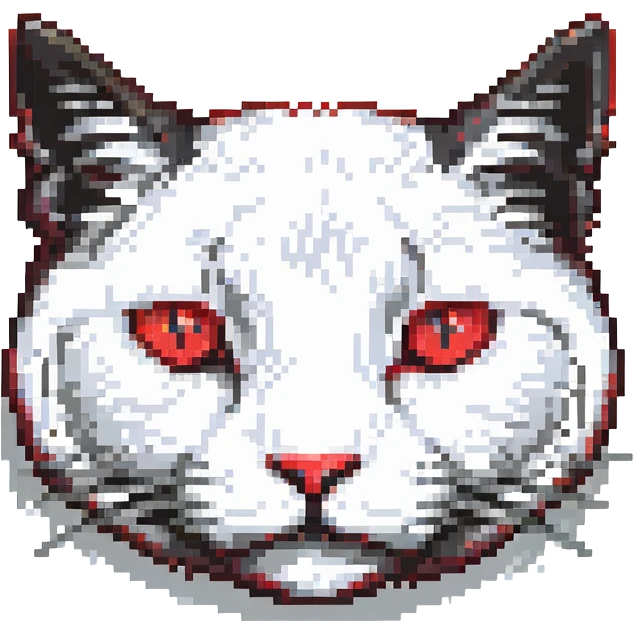 pixel art cat face, strictly black and red, clean and iconic look emoji