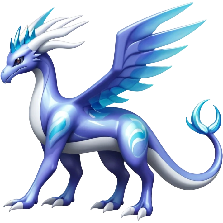 lugia-dialga-suicune-hybrid, marbled glass markings, full body emoji