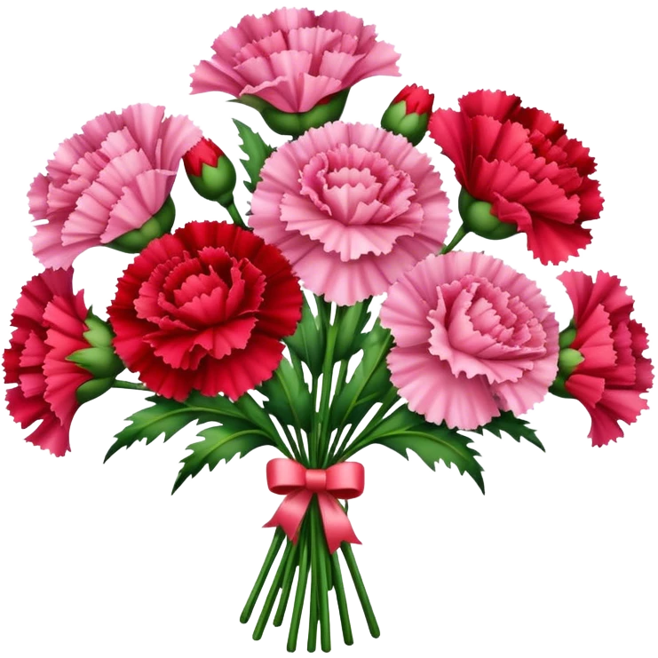 red Pink carnations bouquet emoji