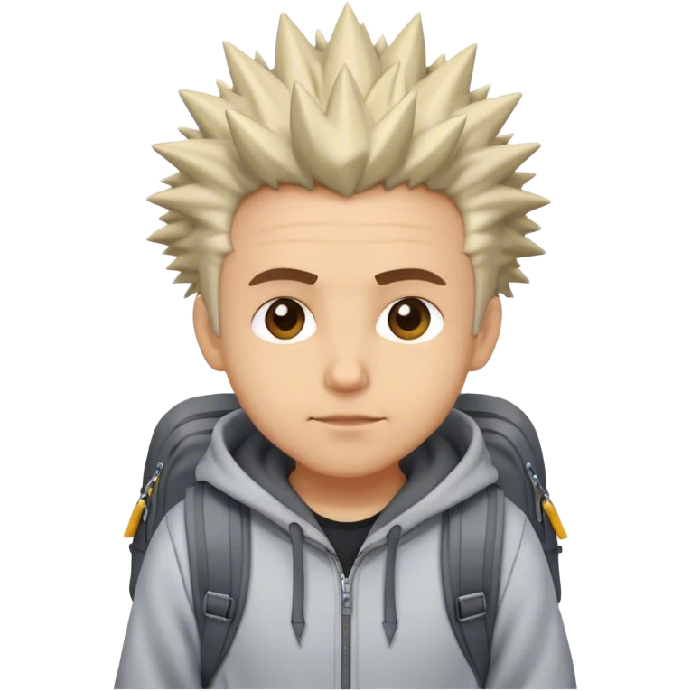 Professore con felpa, zaino e capelli a spina emoji