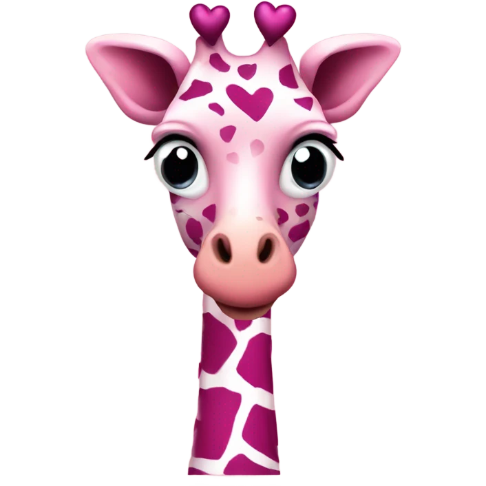 Emo Pink giraffe with hearts listing to music blowing kiss emoji