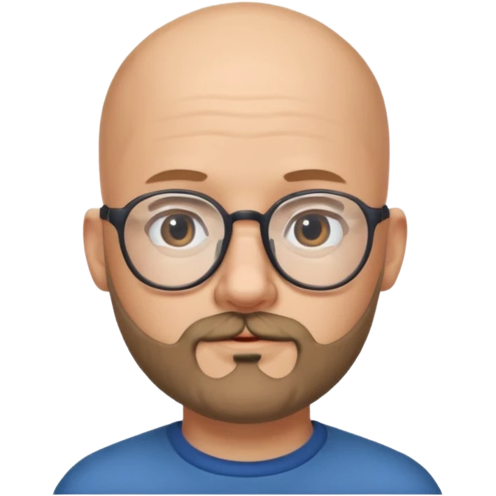 Bald man with glasses and chin puff beard emoji