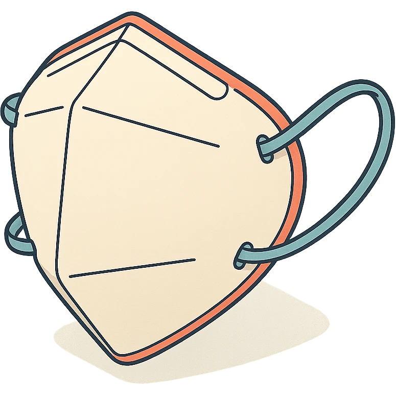 folded medical mask, isometric view, 2D isometric style, detailed drawing, detailed shadows and highlights, clean contours, soft lighting, transparent background emoji