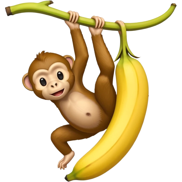 Monkey hanging from a giant banana emoji