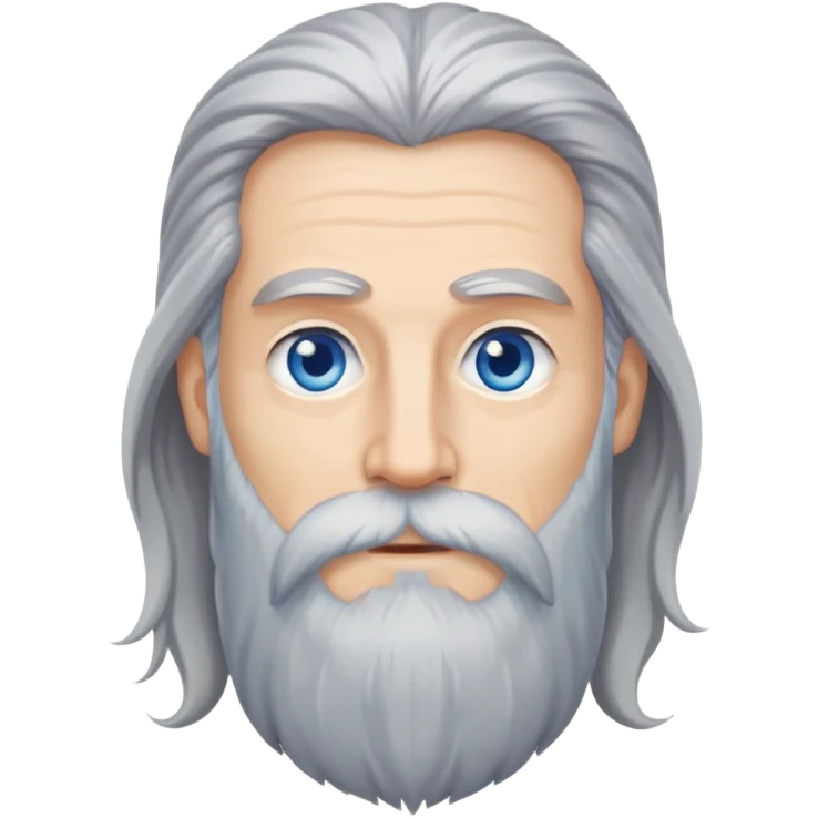 Long gray hair and long beard with blue eyes emoji