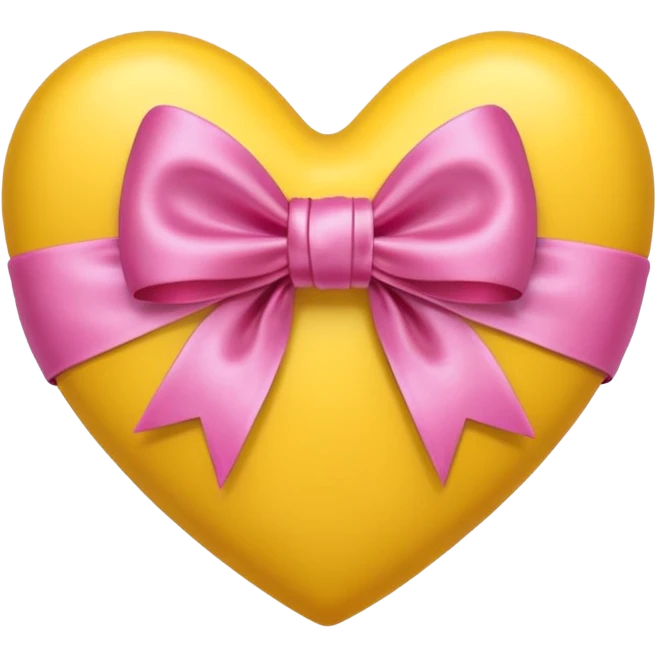 yellow heart with a pink bow  emoji