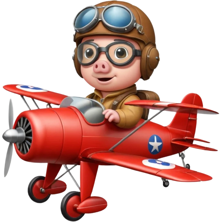pig pilot riding plane emoji